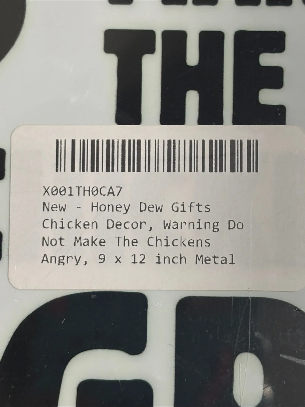 Warning Do Not Make The Chickens Angry Wall Sign NWT